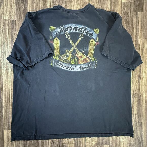 St Johns Bay Paradise Rockin’ Stout Beer Guitar Graphic Tee Black XLT Cotton - Picture 2 of 7